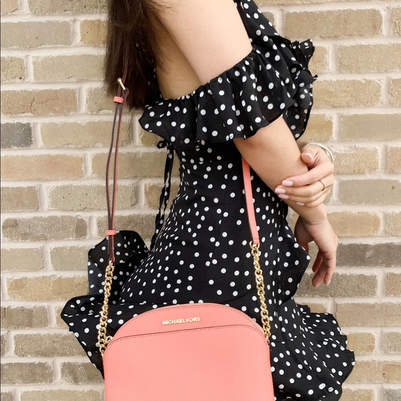 Black polka dot mini ruffle dress off shoulder XS - Picture 5 of 8